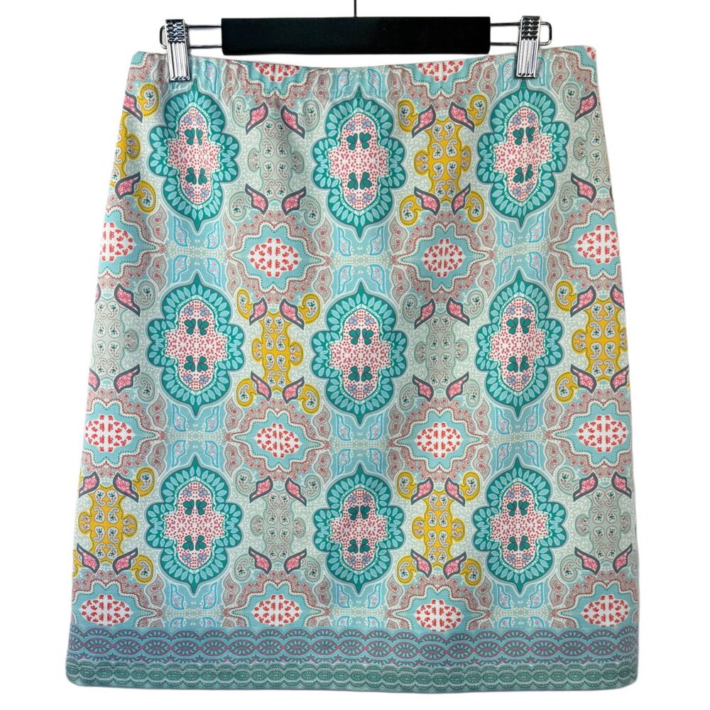 Talbots Pull-on Pencil Skirt | Seafoam Pastel Print | SIZE M